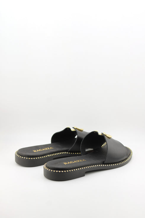 Ragazza Elegant Slide Sandal with Snake Ornament