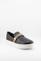 Luz da lua Leather Slip-On Sneakers with Geometric Strap