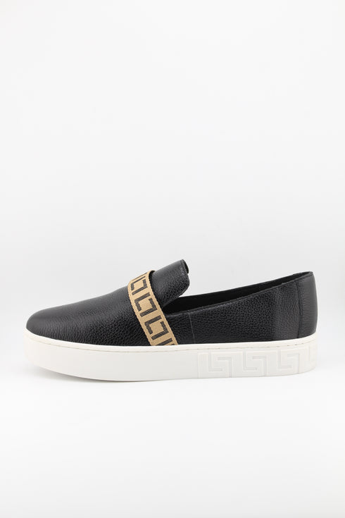 Luz da lua Leather Slip-On Sneakers with Geometric Strap