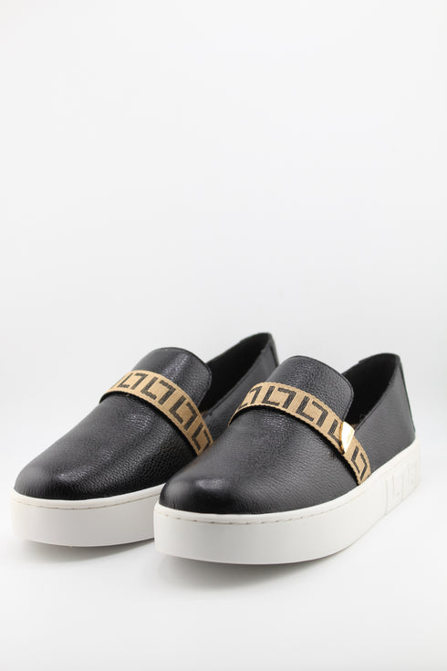 Luz da lua Leather Slip-On Sneakers with Geometric Strap