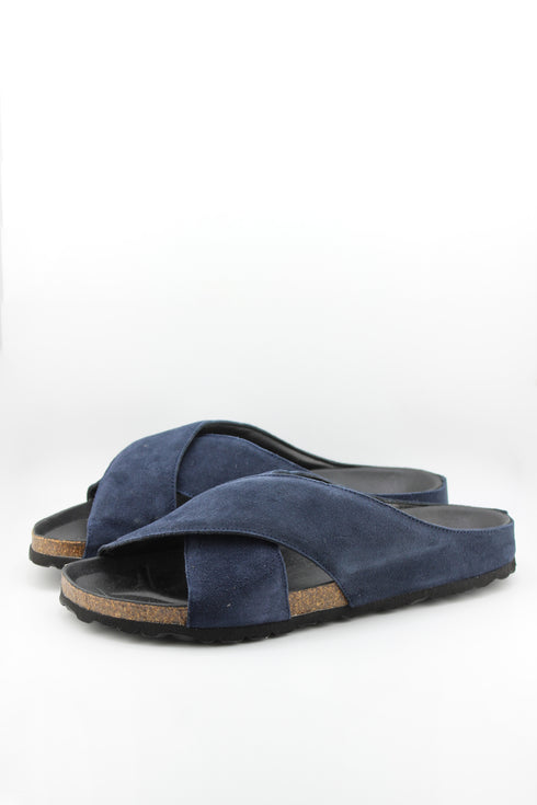 Verbenas Men Suede Cross-Strap Cork Sandals