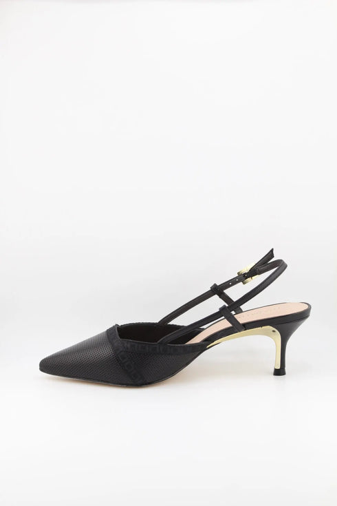 Luz da lua Perforated Slingback Pumps with Metallic Heel