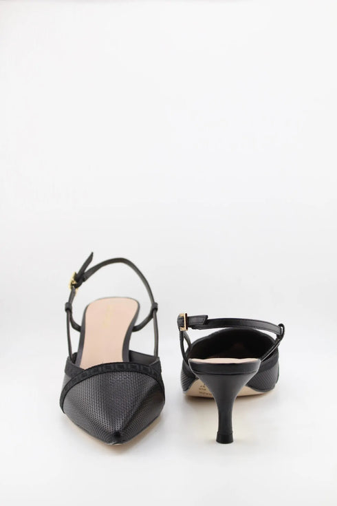 Luz da lua Perforated Slingback Pumps with Metallic Heel
