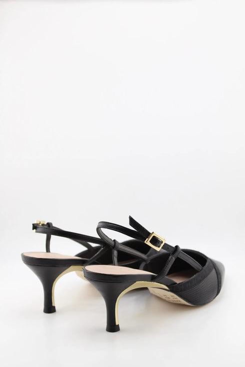 Luz da lua Perforated Slingback Pumps with Metallic Heel