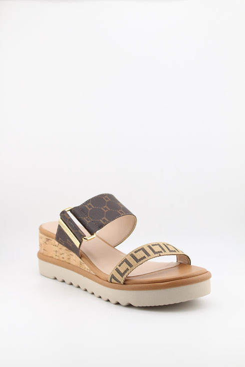 Luz da lua Elegant Patterned Cork Wedge Sandals