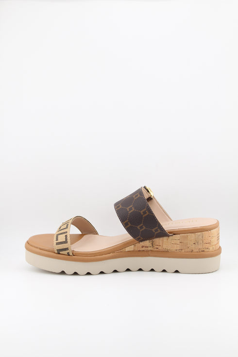 Luz da lua Elegant Patterned Cork Wedge Sandals