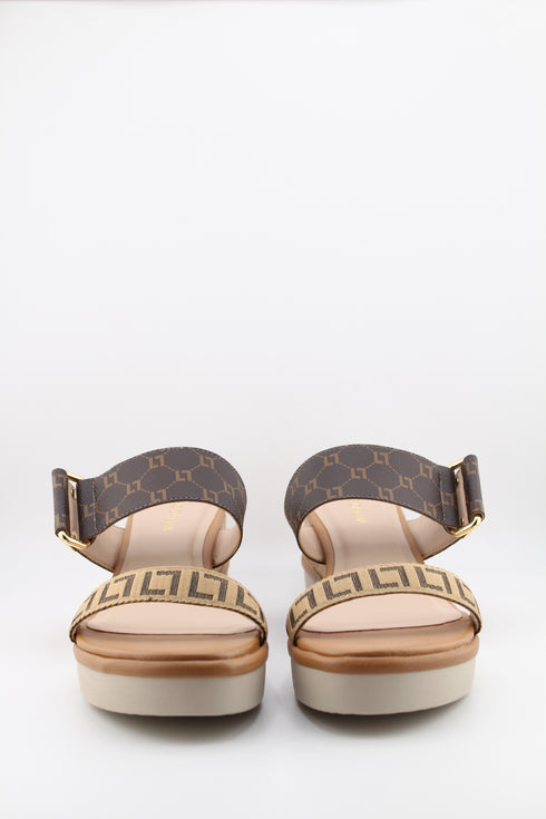Luz da lua Elegant Patterned Cork Wedge Sandals