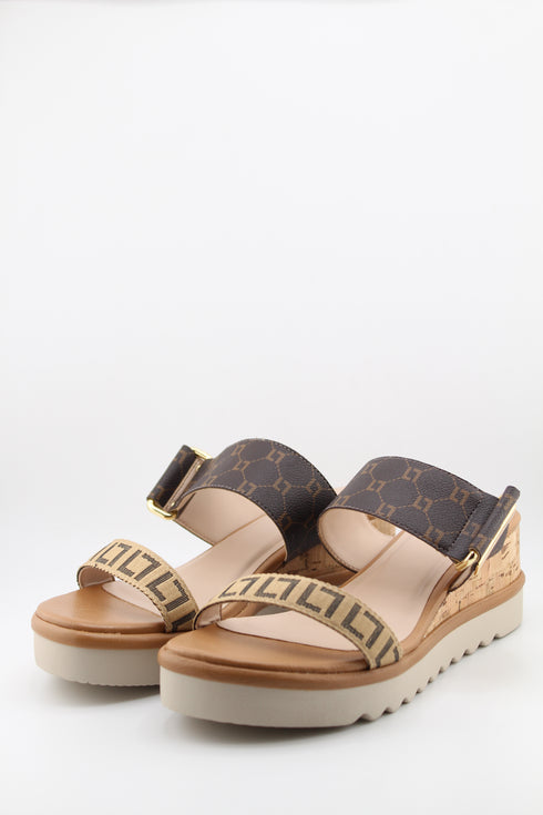 Luz da lua Elegant Patterned Cork Wedge Sandals