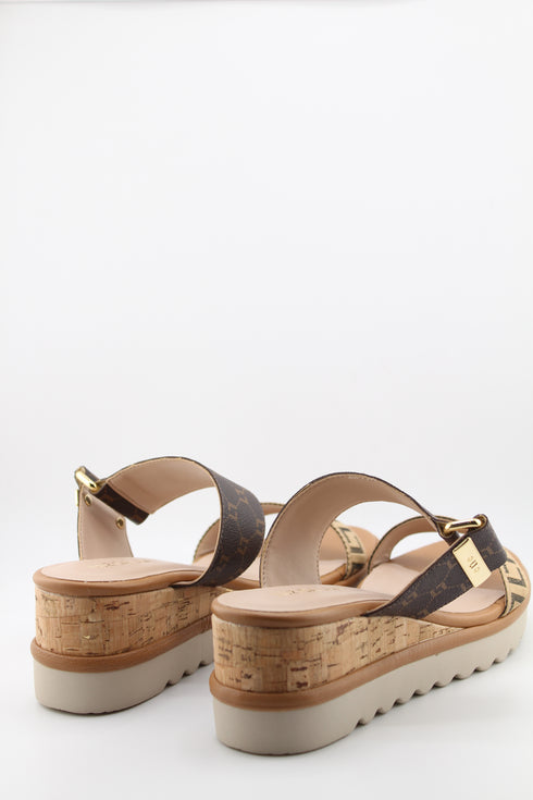 Luz da lua Elegant Patterned Cork Wedge Sandals