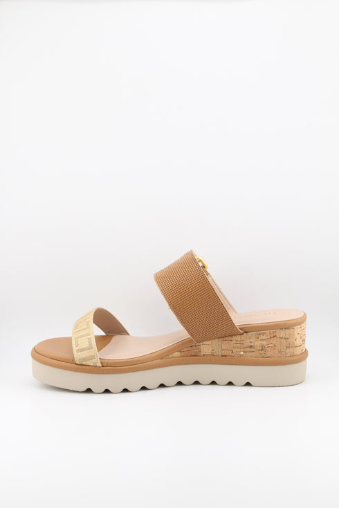 Luz da lua Elegant Patterned Cork Wedge Sandals