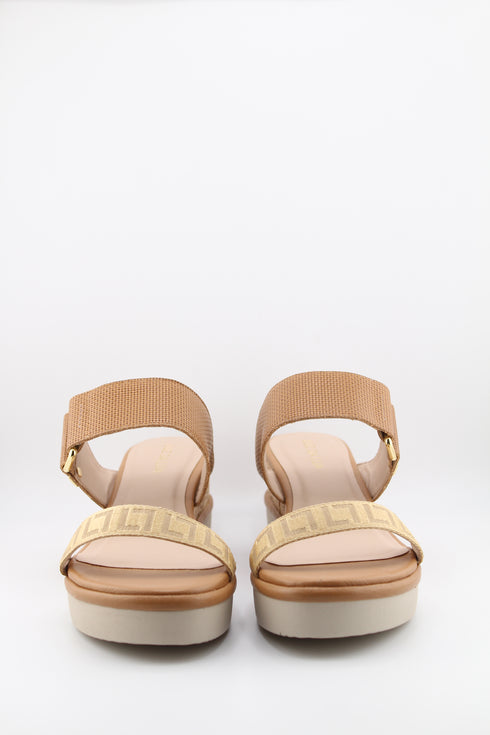 Luz da lua Elegant Patterned Cork Wedge Sandals