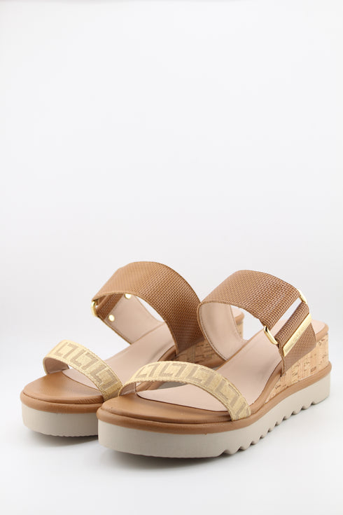 Luz da lua Elegant Patterned Cork Wedge Sandals