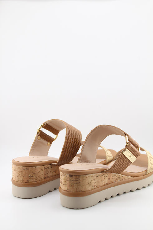Luz da lua Elegant Patterned Cork Wedge Sandals