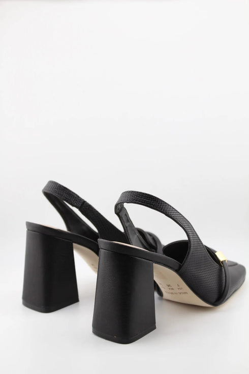 Luz da lua Textured Slingback Block Heel Mules