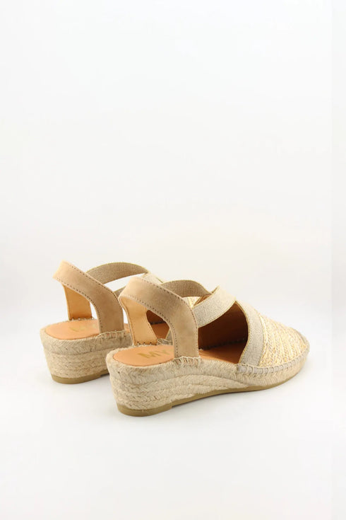 Maypol Criss-Cross Woven Espadrille Wedge with Elastic Slingback
