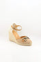 Maypol Buckled Woven Espadrille Wedge with Ankle Strap