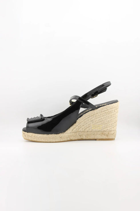 Maypol Patent Leather Espadrille Wedge Sandals