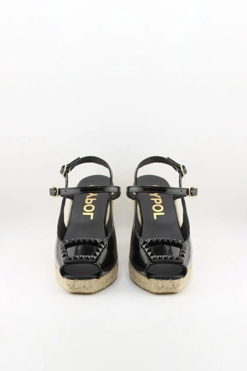 Maypol Patent Leather Espadrille Wedge Sandals