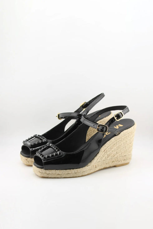 Maypol Patent Leather Espadrille Wedge Sandals