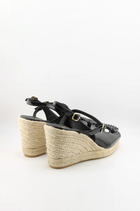 Maypol Patent Leather Espadrille Wedge Sandals