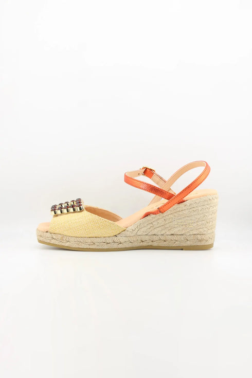 Maypol Espadrille Wedge Sandals with Beaded Accent
