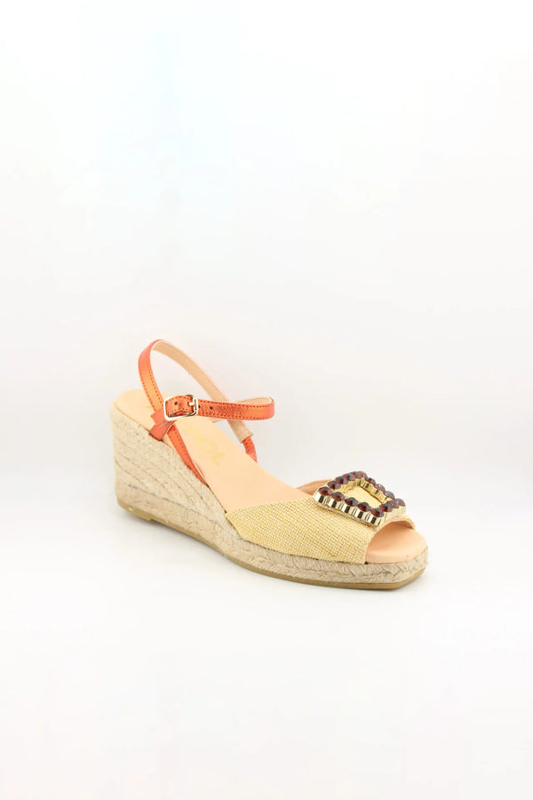 Maypol Espadrille Wedge Sandals with Beaded Accent