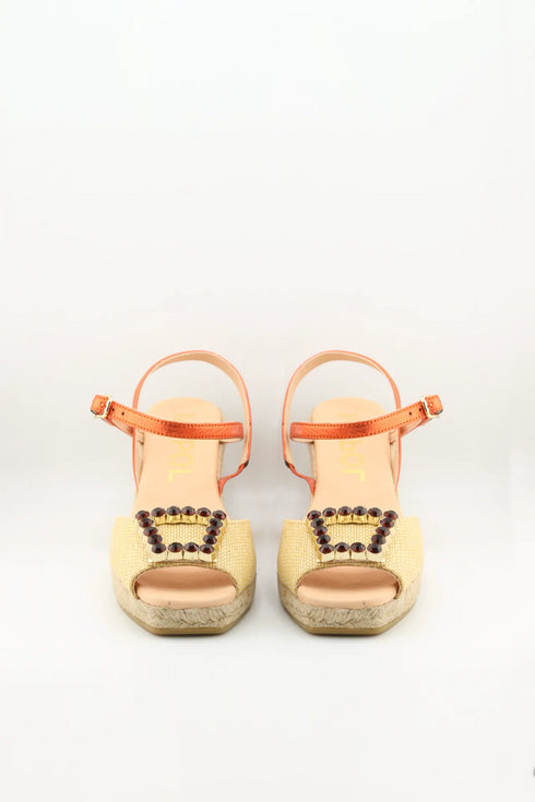 Maypol Espadrille Wedge Sandals with Beaded Accent