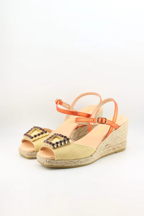 Maypol Espadrille Wedge Sandals with Beaded Accent