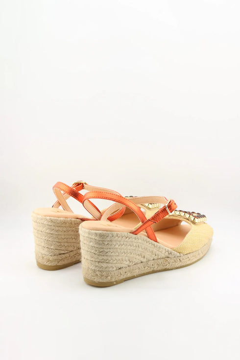 Maypol Espadrille Wedge Sandals with Beaded Accent