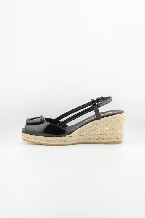 Maypol Patent Leather Studded Wedge Sandals