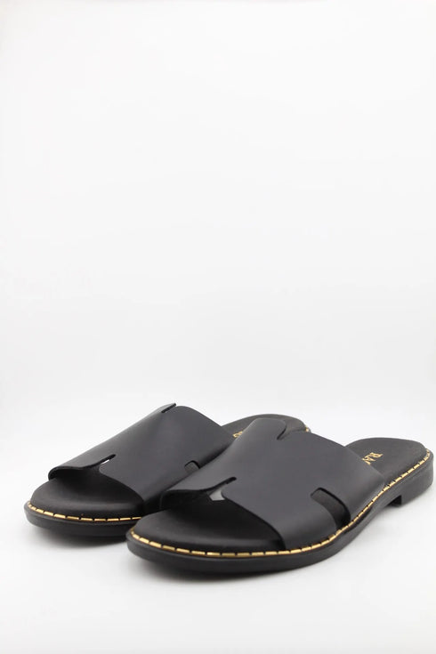 Ragazza Leather Slide Sandals with Cutout Design