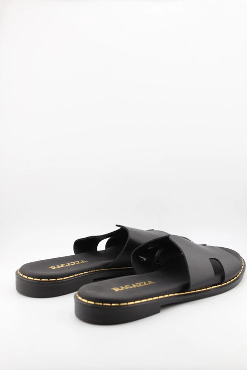 Ragazza Leather Slide Sandals with Cutout Design