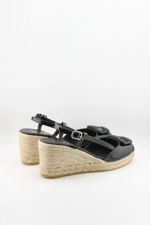 Maypol Patent Leather Studded Wedge Sandals