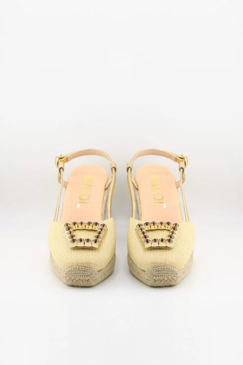 Maypol Woven Espadrille Wedge Sandals with Embellishment