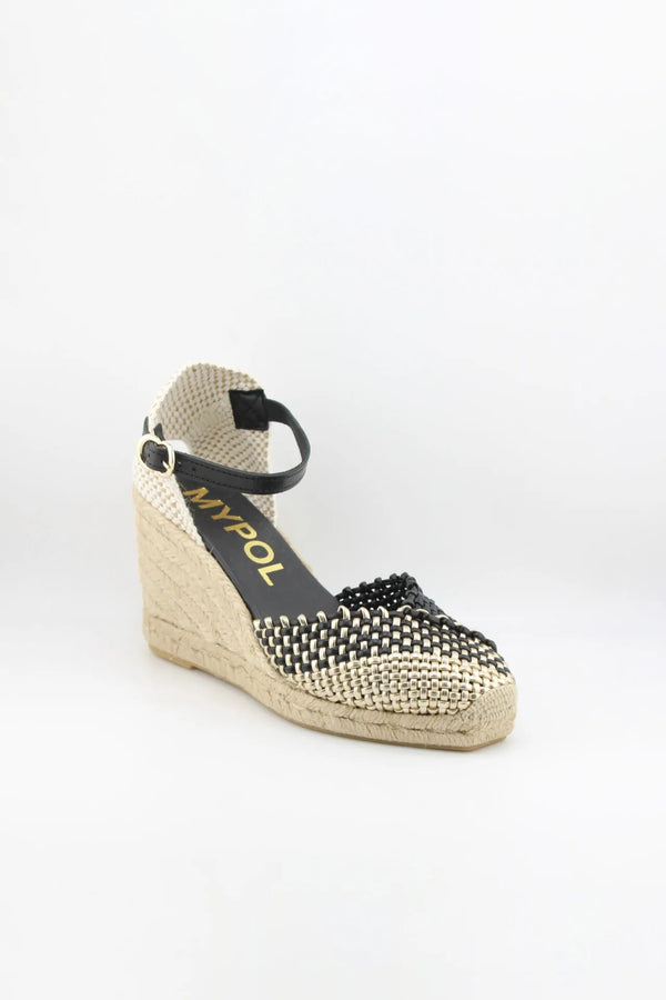 Maypol Woven Ankle Strap Wedge Espadrilles