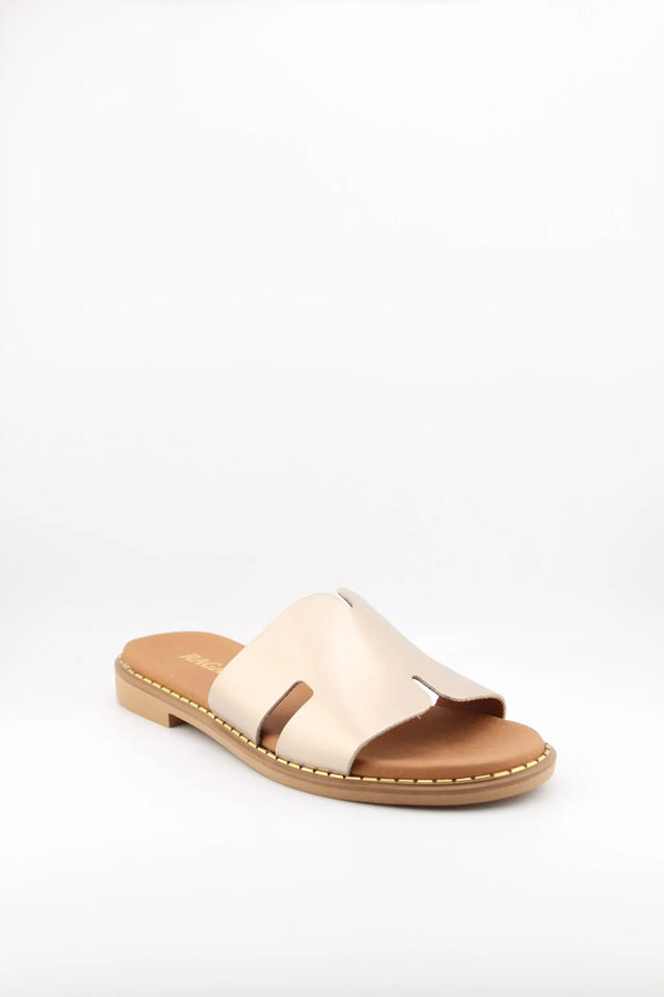 Ragazza Leather Slide Sandals with Cutout Design