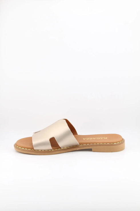 Ragazza Leather Slide Sandals with Cutout Design