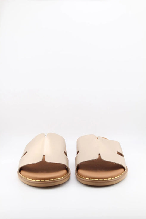 Ragazza Leather Slide Sandals with Cutout Design