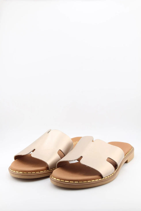 Ragazza Leather Slide Sandals with Cutout Design
