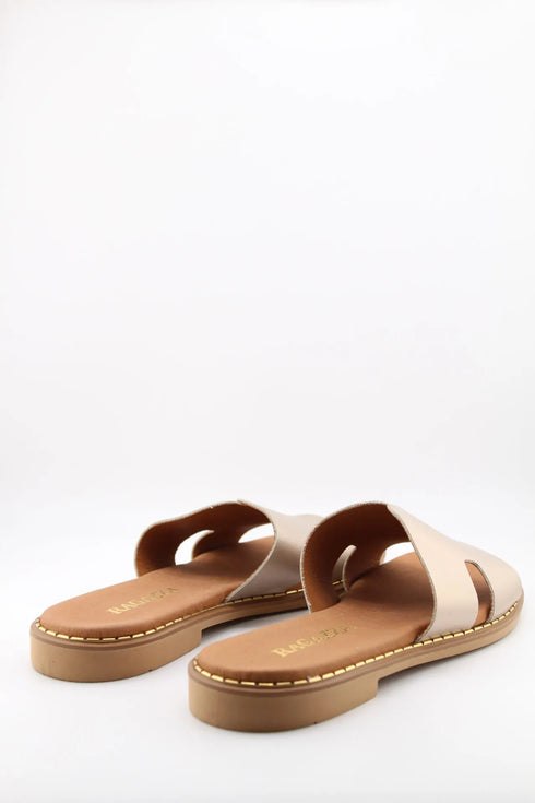 Ragazza Leather Slide Sandals with Cutout Design