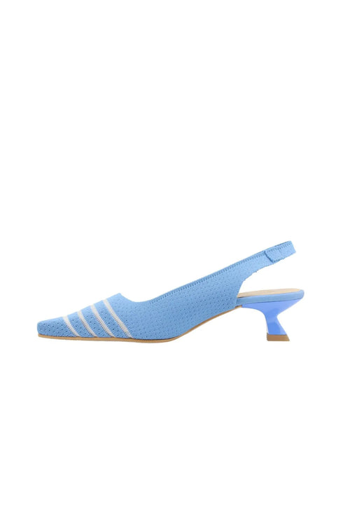 Miss Elastic Geometric Heel Knit Slingback Pumps