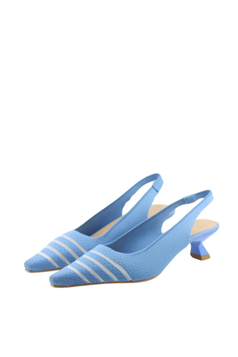 Miss Elastic Geometric Heel Knit Slingback Pumps