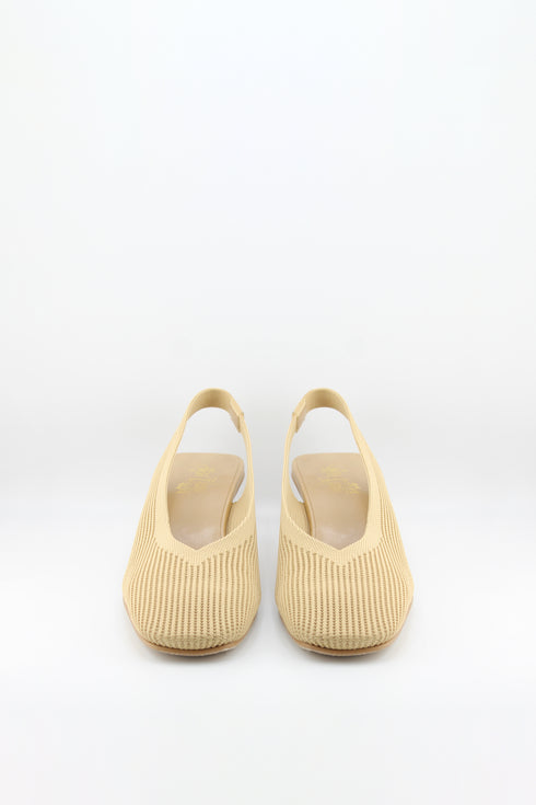 Miss Elastic Slingback Knit Textured Geometric Heels