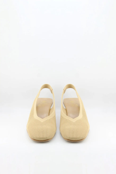 Miss Elastic Slingback Knit Textured Geometric Heels