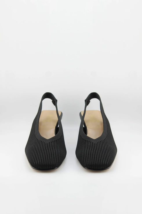 Miss Elastic Slingback Knit Textured Geometric Heels