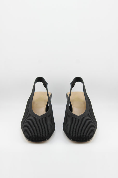 Miss Elastic Slingback Knit Textured Geometric Heels