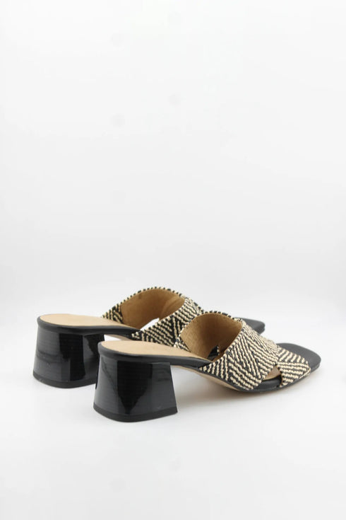 Miss Elastic Braided Open-Toe Block Heel Slides