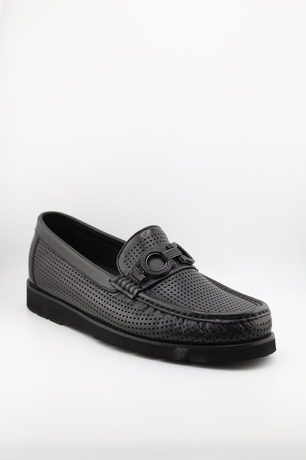 DFC Relax Men Perforated Leather Loafers with Buckle