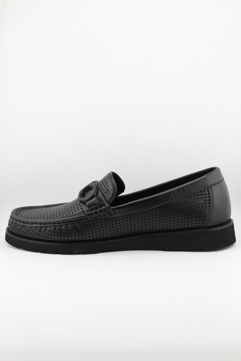 DFC Relax Men Perforated Leather Loafers with Buckle