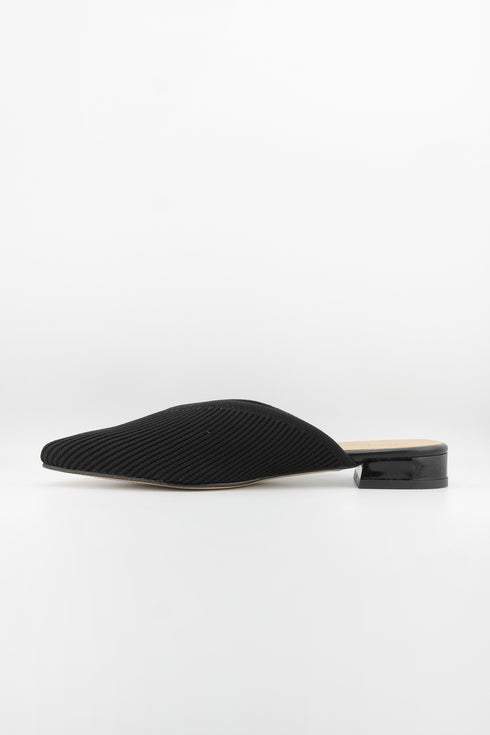 Miss Elastic Pointed Knit Mule with Block Heel